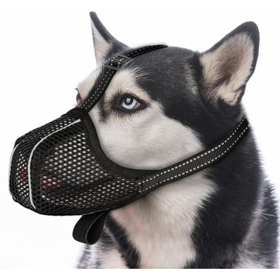 Reflektierender Anti-Fress-Maulkorb - M, schwarz