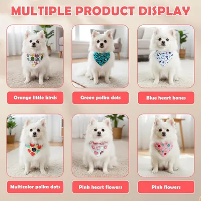 HausPets 6er Set Hunde-Bandanas mit verstellbarem Halsband