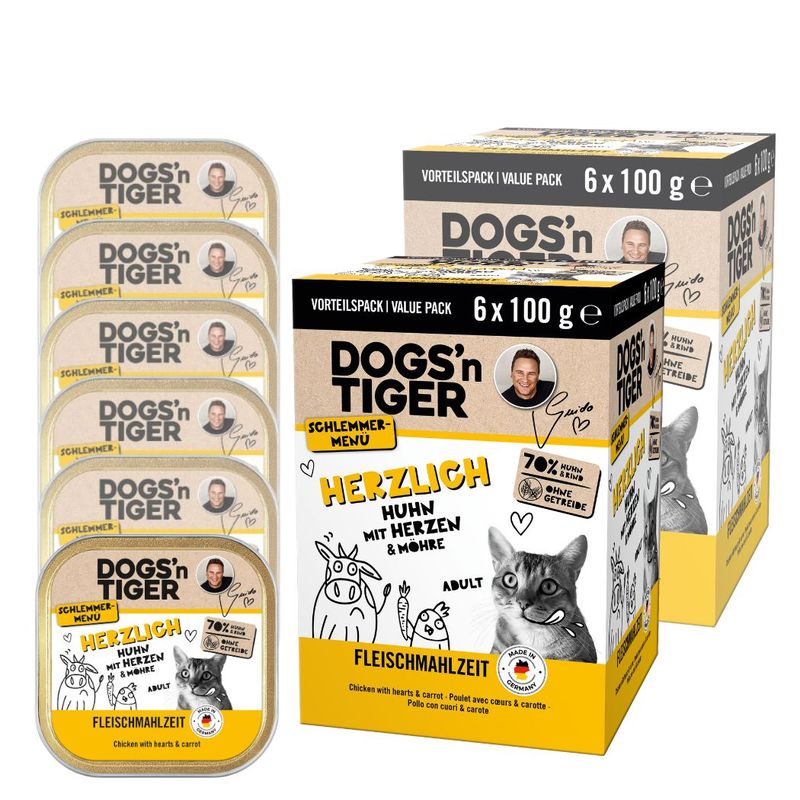 Dogs’n Tiger Herzlich Multibox Katzenfutter, Huhn, Rind & Möhre