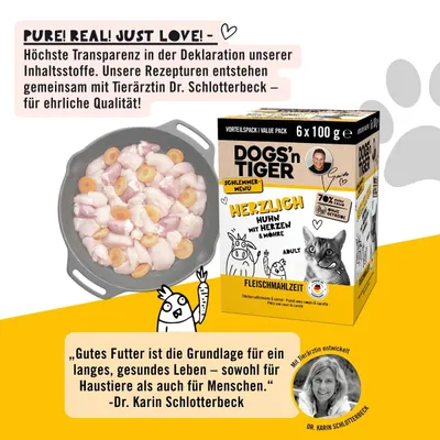 Dogs’n Tiger Herzlich Multibox Katzenfutter, Huhn, Rind & Möhre