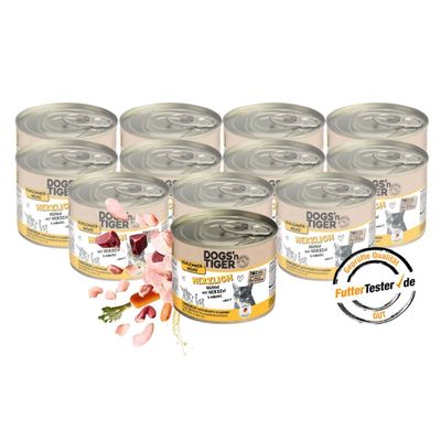 Dogs’n Tiger Herzlich Katzenfutter, Huhn, Rinderherzen & Karotte 12x 200g