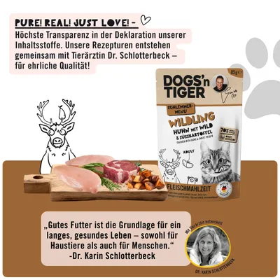 Dogs’n Tiger Wildling Katzenfutter, Huhn, Wild & Süßkartoffel