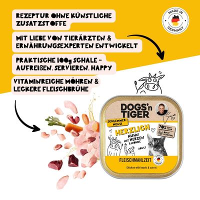 Dogs’n Tiger Herzlich Katzenfutter, Huhn, Rind & Möhre