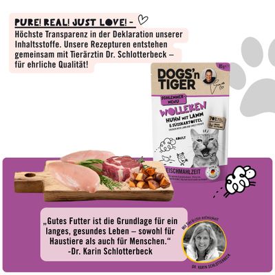 Dogs’n Tiger Wolleken Katzenfutter, Huhn, Lamm & Süßkartoffel