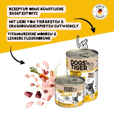 Dogs’n Tiger Herzlich Katzenfutter, Huhn, Rinderherzen & Karotte
