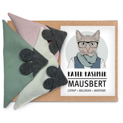 Kater Kasimir Spielmaus für Katzen, Mausbert 3er Set