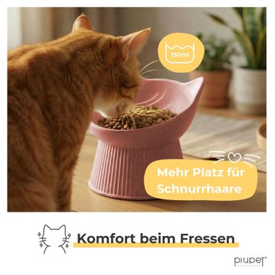 PiuPet® Ergonomischer Futternapf I schnurrhaar freundlich I rutschfest