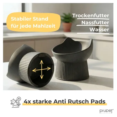 PiuPet® Ergonomischer Futternapf I schnurrhaar freundlich I rutschfest