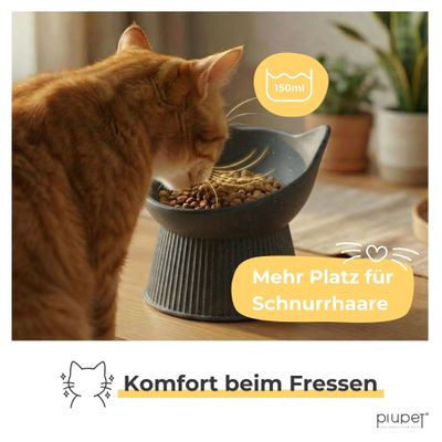 PiuPet® Ergonomischer Futternapf I schnurrhaar freundlich I rutschfest