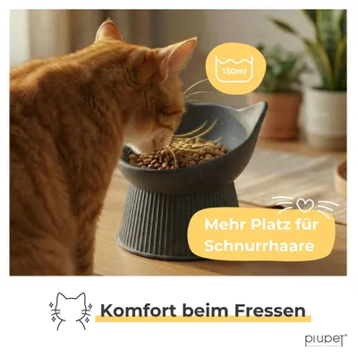 PiuPet® Ergonomischer Futternapf I schnurrhaar freundlich I rutschfest
