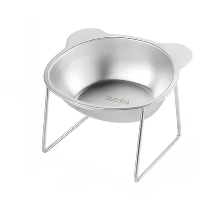 FurryFusion Bol de acero inoxidable 304 antivuelco con soporte elevador