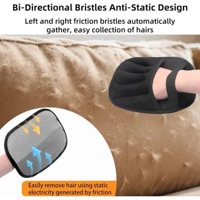Gants anti-poils x2 : double face, canapé, vêtements chien/chat