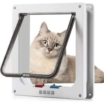 Magnetische Katzenklappe XL, weiß – integriertem Tunnel Katzen kleine Hunde