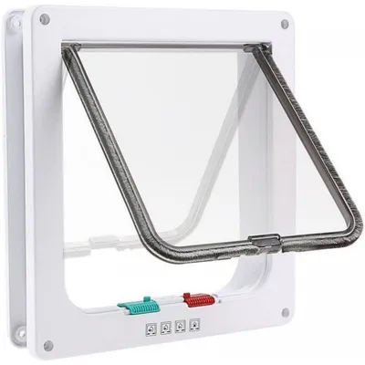 Pawffee Gatera de 4 posiciones: puerta para gatos/perros túnel cerradura