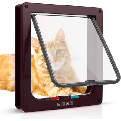 Katzenklappe M, braun – magnetische 4-Wege-Öffnung mit integriertem Tunnel Katzenklappe M, braun – magnetische 4-Wege-Öffnung mit integriertem Tunnel