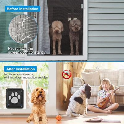 Pawffee Puerta batiente Latauar gatos perros, 24x29x1cm, ABS/Malla, Negra
