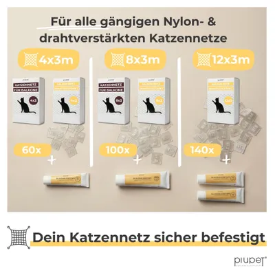 PiuPet® Klebehaken für Katzennetz ohne Bohren I Katzennetz Befestigung PiuPet® Klebehaken für Katzennetz ohne Bohren I Katzennetz Befestigung