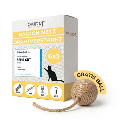 PiuPet® Katzennetz I Drahtverstärkt I Befestigungsset inkl.