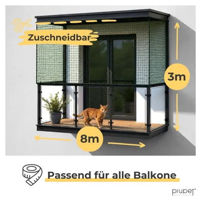 PiuPet® Katzennetz I Drahtverstärkt I Befestigungsset inkl. PiuPet® Katzennetz I Drahtverstärkt I Befestigungsset inkl.