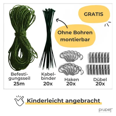 PiuPet® Katzennetz I Drahtverstärkt I Befestigungsset inkl. PiuPet® Katzennetz I Drahtverstärkt I Befestigungsset inkl.