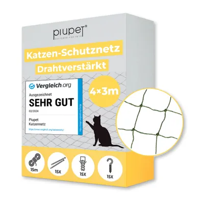 PiuPet® Katzennetz I Drahtverstärkt I Befestigungsset inkl. PiuPet® Katzennetz I Drahtverstärkt I Befestigungsset inkl.