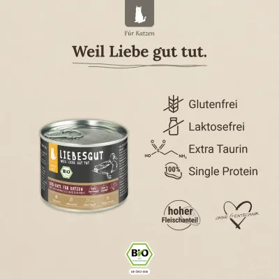 Liebesgut Katzenfutter Bio-Ente mit Bio-Mangold und Bio-Reis