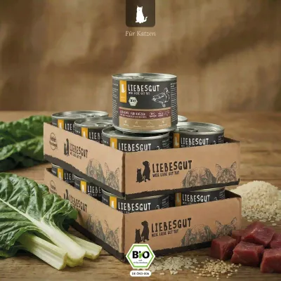 Liebesgut Katzenfutter Bio-Ente mit Bio-Mangold und Bio-Reis