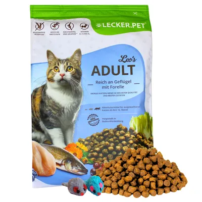 Lecker.Pet® Leo's Adult Volaille & Truite Nourriture sèche pour chats Lecker.Pet® Leo's Adult Volaille & Truite Nourriture sèche pour chats