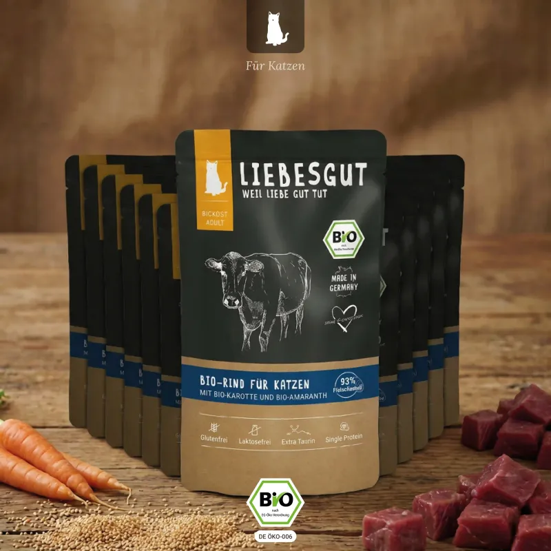 Liebesgut Katzenfutter Bio-Rind mit Bio-Karotte und Bio-Amaranth