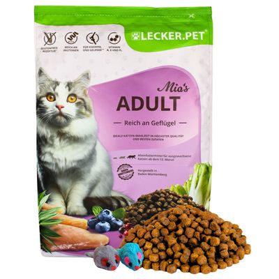 Lecker.Pet® Mia's Adult Volaille savoureuse Nourriture sèche pour chats