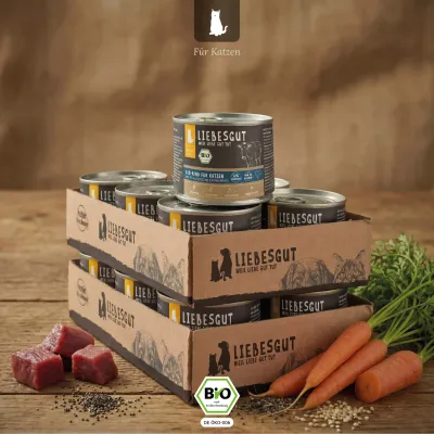 Liebesgut Katzenfutter Bio-Rind mit Bio-Karotte und Bio-Amaranth