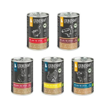 Liebesgut Katzenfutter Probierpaket Adult & Sensitiv 10 x 400 g