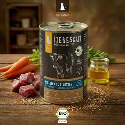 Liebesgut Katzenfutter Bio-Rind mit Bio-Karotte und Bio-Amaranth
