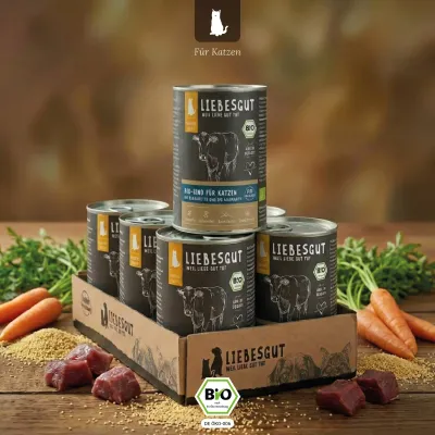 Liebesgut Katzenfutter Bio-Rind mit Bio-Karotte und Bio-Amaranth
