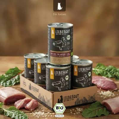 Liebesgut Katzenfutter Bio-Ente mit Bio-Mangold und Bio-Reis
