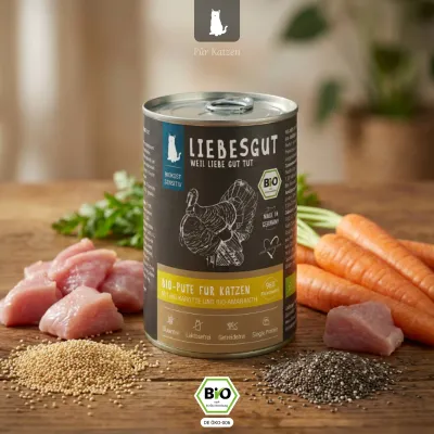 Liebesgut Katzenfutter Bio-Pute mit Bio-Karotte und Bio-Amaranth