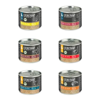 Liebesgut Katzenfutter Probierpaket Adult + Sensitiv 12 x 200 g