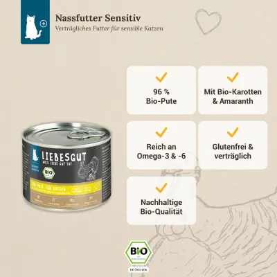 Liebesgut Katzenfutter Bio-Pute mit Bio-Karotte und Bio-Amaranth