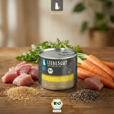 Liebesgut Katzenfutter Bio-Pute mit Bio-Karotte und Bio-Amaranth