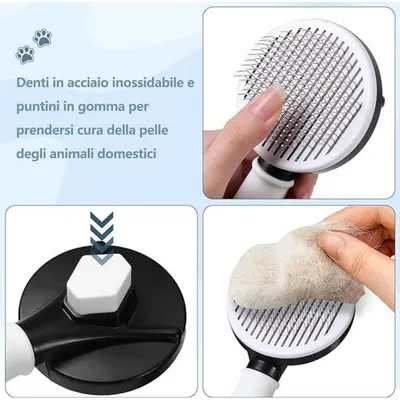Brosse autonettoyante 1 clic sous-poil massage chiens/chats Brosse autonettoyante 1 clic sous-poil massage chiens/chats