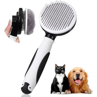 Brosse autonettoyante 1 clic sous-poil massage chiens/chats