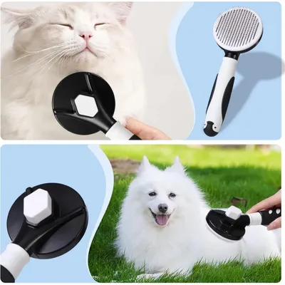 Brosse autonettoyante 1 clic sous-poil massage chiens/chats Brosse autonettoyante 1 clic sous-poil massage chiens/chats