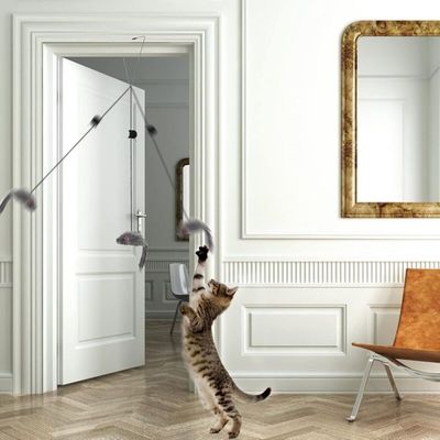Pawffee Juego de 2 juguetes colgantes interactivos de gato y ratón, 180 cm