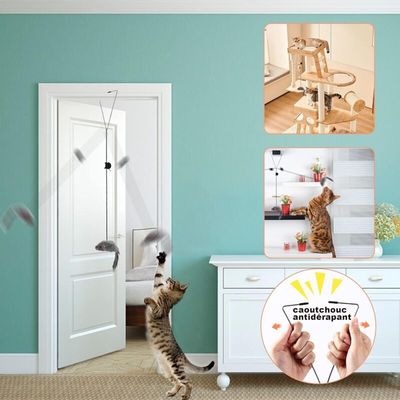 Pawffee Juego de 2 juguetes colgantes interactivos de gato y ratón, 180 cm