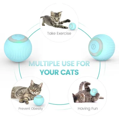 Iokheira - Balle Chat - Jouet Interactif LED Rotation Automatique Iokheira - Balle Chat - Jouet Interactif LED Rotation Automatique