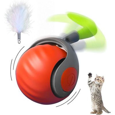 Interaktiver Katzenball, orange – automatisch, 360°, USB-aufladbar, 2 Modi