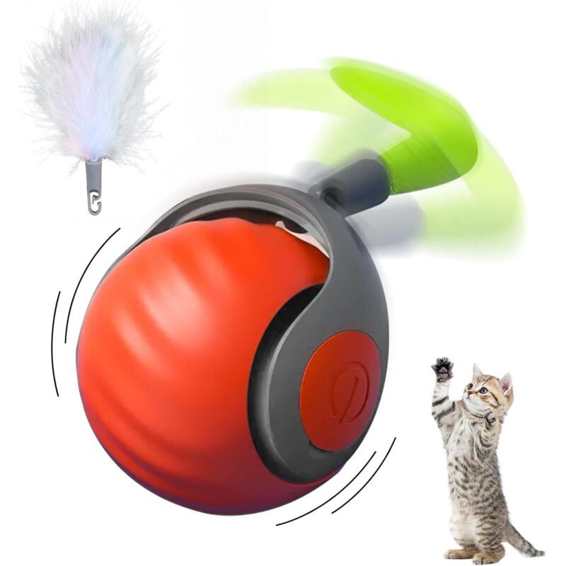 Interaktiver Katzenball, orange – automatisch, 360°, USB-aufladbar, 2 Modi