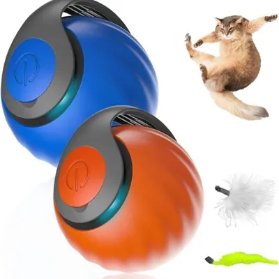 Interaktiver Katzenball 5 cm – Plüschschwanz, Spielzeug drinnen, blau Interaktiver Katzenball 5 cm – Plüschschwanz, Spielzeug drinnen, blau
