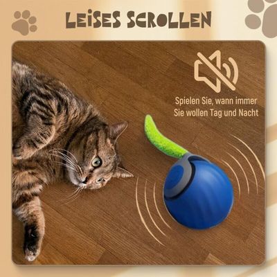 Balle interactive chat 5 cm queue peluche jouet intérieur