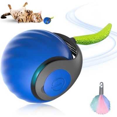Interaktiver Katzenball 5 cm – Plüschschwanz, Spielzeug drinnen, blau